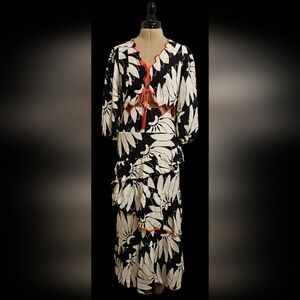 FARM Rio Black and White Midi Dress